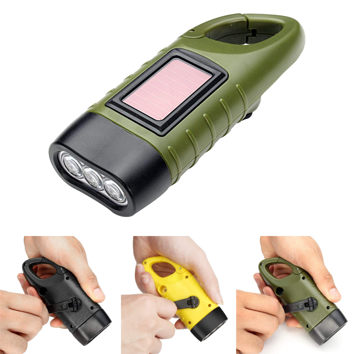 Portable LED Flashlight Hand Crank Dynamo Torch Professional Solar Power Tent Light Lantern for Outdoor Camping Mountain