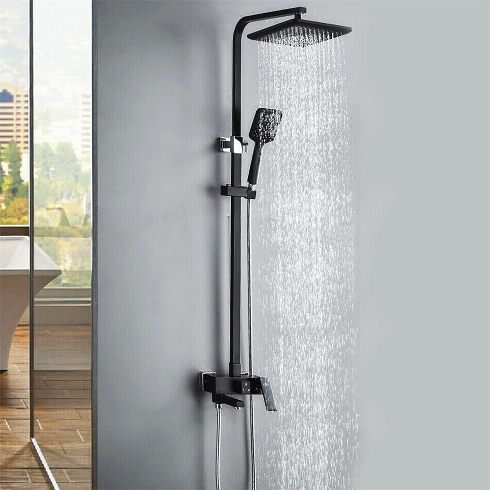 Black Shower System Thermostatic Shower Faucet Shower Column Handheld Shower Set