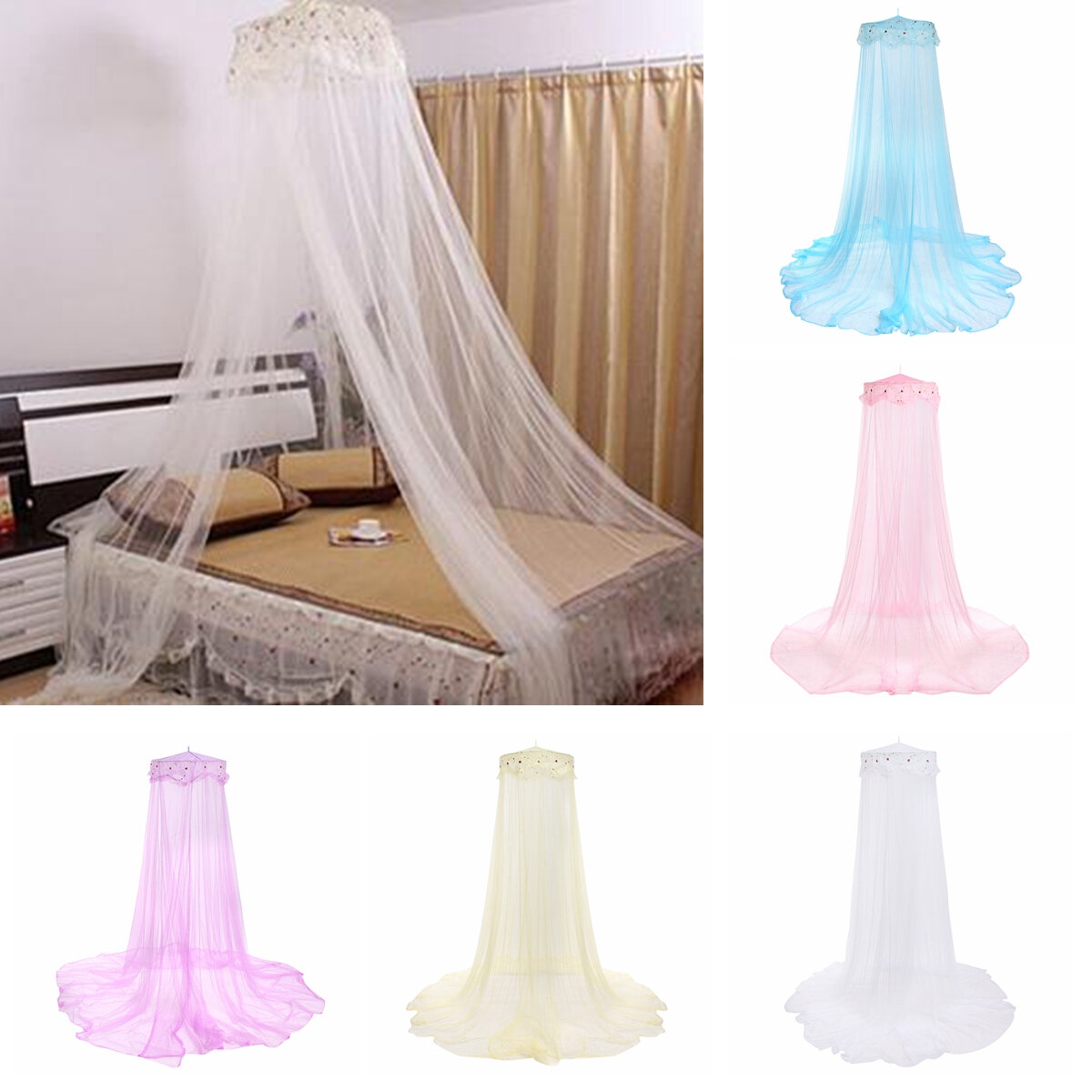 JETEVEN Canopy Mosquito Net Bed Queen Size Home Dome Foldable Bed Canopy Moquito Net