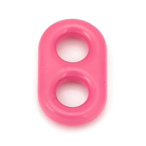 PandaHall Alloy Enamel Links Connectors, Soda Tab/Pull Tab, Fuchsia, 17x10x3mm, Hole: 4mm Alloy+Enamel Oval Pink