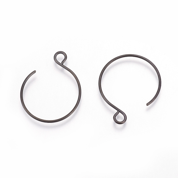PandaHall 304 Stainless Steel Earring Hooks, with Horizontal Loop, Electrophoresis Black, 22x18mm, Hole: 2.5mm, Pin: 0.8mm 304 Stainless...