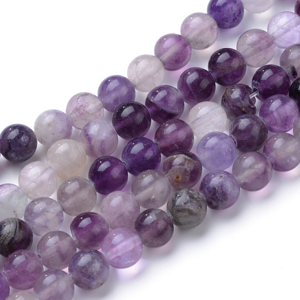PandaHall Natural Fluorite Beads Strands, Round, Purple, 10~10.5mm, Hole: 1.2mm, about 37~40pcs/strand, 14.9~15.1 inch(38~38.5cm) Fluorite...