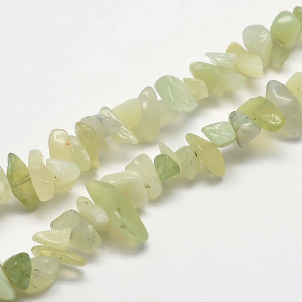 PandaHall Chip Natural New Jade Beads Strands, 2~8x2~15mm, Hole: 1mm, about 31.5 inch New Jade Chip