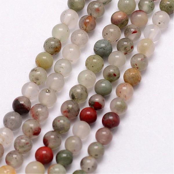 PandaHall Natural African Bloodstone Beads Strands, Heliotrope Stone Beads, Faceted, Round, 3~3.5mm, Hole: 0.7mm, about 115~125pcs/strand...