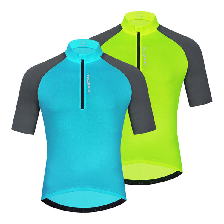 WOSAWE Men's Cycling Breathable Short Sleeve Outdoor Sports Top Reflective Safe Night Riding Shirts Quick Dry Bike Wear