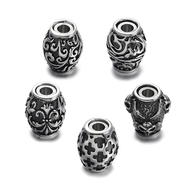 PandaHall Mixed Shapes Retro Carve 304 Stainless Steel Magnetic Clasps, Antique Silver, 12~13.5x10.5~12.5mm, Hole: 3~4mm 304 Stainless Steel...