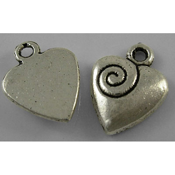 PandaHall Tibetan Style Alloy Pendants, Cadmium Free & Nickel Free & Lead Free, Antique Silver, Heart, 14x11x3mm, Hole: 1mm, about...