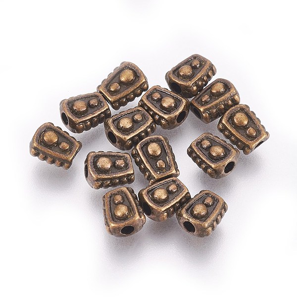 PandaHall Tibetan Style Alloy Beads, Lead Free & Cadmium Free, Trapezoid, Antique Bronze Color, 6x5x4mm, Hole: 1mm Alloy Trapezoid