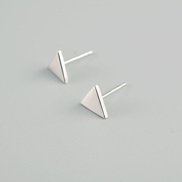 PandaHall 925 Sterling Silver Stud Earrings, Triangle, Platinum Sterling Silver