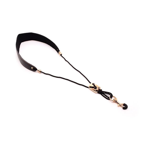 PandaHall Cow Leather & Polyester Straps for Saxophone, with Alloy Findings, Black, 556mm Leather Black
