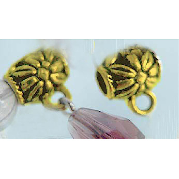 PandaHall Tibetan Style Hangers, Bail Beads, Lead Free and Cadmium Free, Cup, Antique Golden, Size: about 9mm long, 7.5mm wide, 3.5mm inner...
