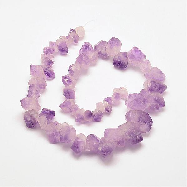 PandaHall Natural Amethyst Bead Strands, Nuggets, 5~19x8~29x7~10mm, Hole: 1mm, about 45pcs/strand, 15.5 inch Amethyst Nuggets