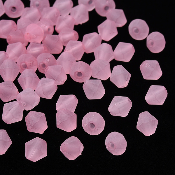 PandaHall Frosted Acrylic Beads, Faceted, Cone, Pearl Pink, 6x5.5mm, Hole: 1.5mm, about 6770pcs/500g Acrylic Cone