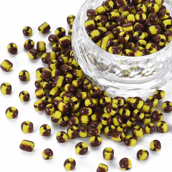 PandaHall 6/0 Glass Seed Beads, Opaque Colours Seep, Gold, 4mm, Hole: 1.5mm, about 4500pcs/bag Glass Gold