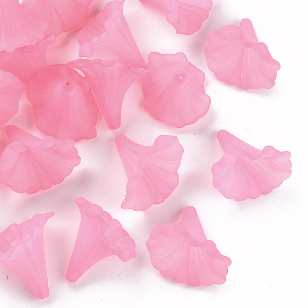 PandaHall Transparent Acrylic Beads, Calla Lily, Frosted, Pearl Pink, 40.5x33x35mm, Hole: 1.8mm, about 135pcs/500g Acrylic Flower Pink