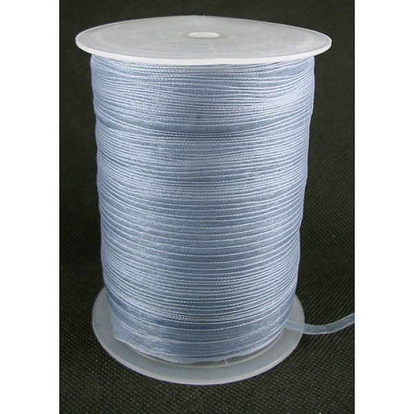 PandaHall Organza Ribbon, Galloon, Gray, 1/8 inch(3mm), 1000yards/roll(914.4m/roll) Polyester Gray