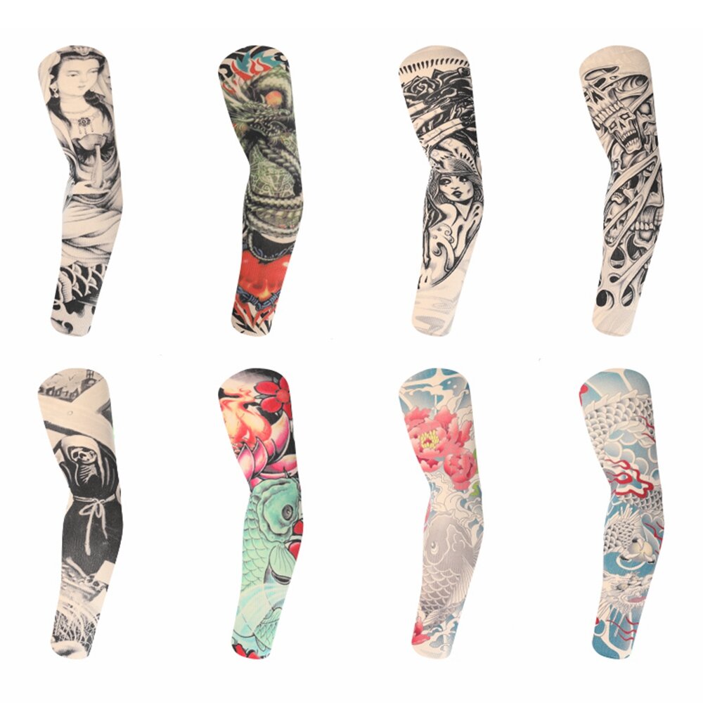 Ice Silk Sunscreen Arm Sleeves Printing Outdoor Riding Flower Arm Tattoo Arm Fishing Sleeve