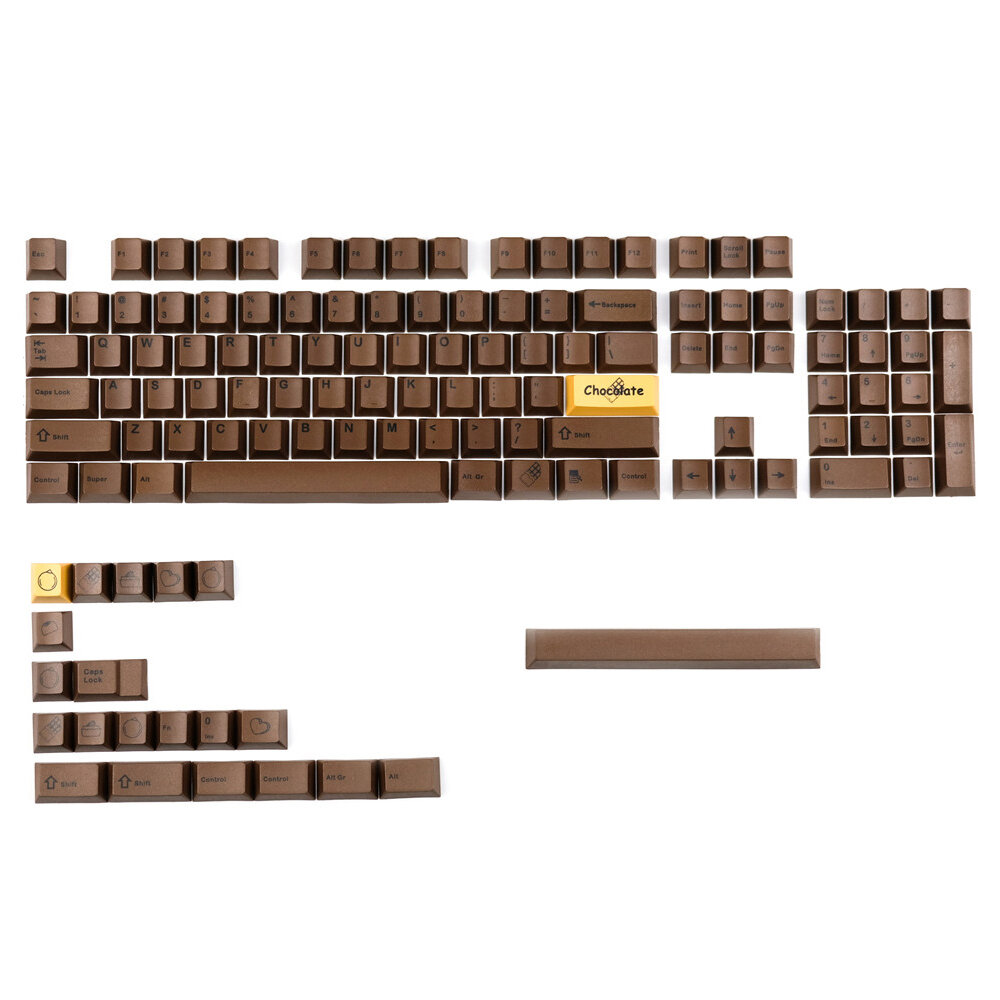 125 Keys Chocolate Keycap Set Cherry Profile PBT Sublimation Keycaps for Mechanical Keyboards
