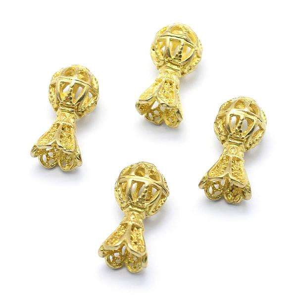 PandaHall Brass Beads, Dorje Vajra for Buddha Jewelry, Lead Free & Cadmium Free & Nickel Free, Round, Raw(Unplated), 17x9mm, Hole: 2mm Brass