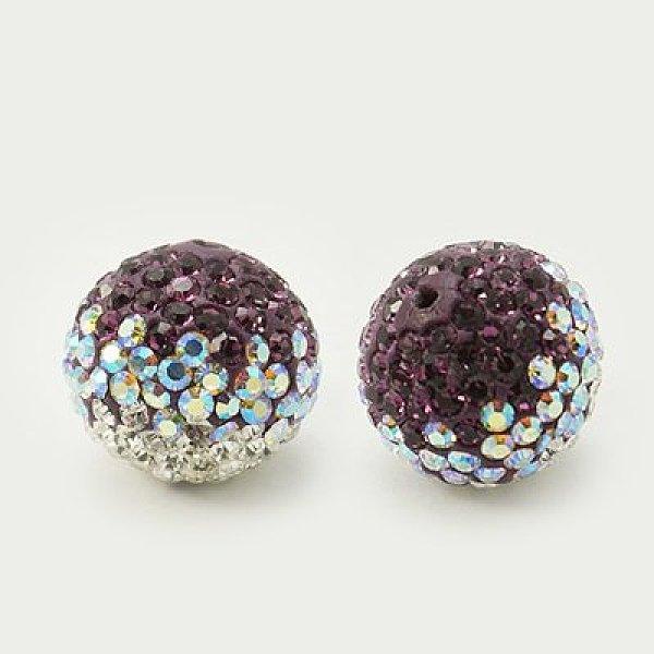 PandaHall Austrian Crystal Beads, Pave Ball Beads, with Polymer Clay inside, Round, 204_Amethyst, 18mm, Hole: 1mm Polymer Clay+Austrian...