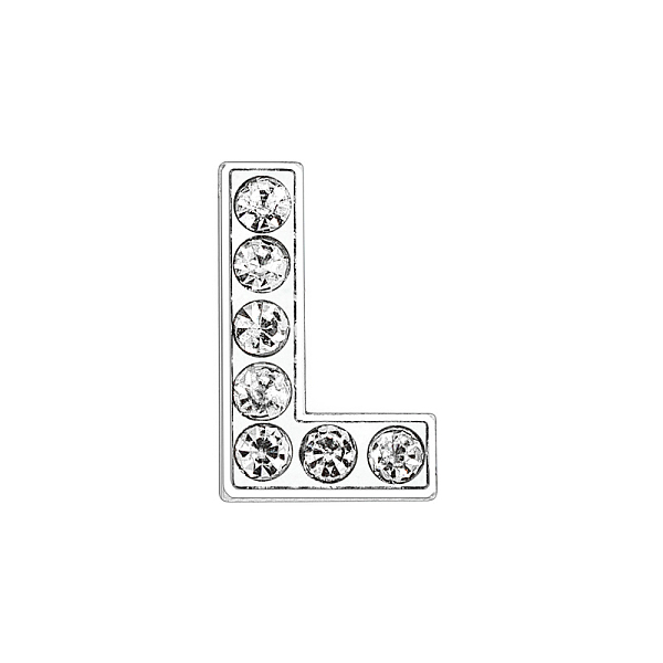 PandaHall Eco-Friendly Zinc Alloy Slide Charms, with Rhinestone, Platinum Plated, Letter, Crystal, Letter.L, 12mm, Hole: 1.5x7.9mm...