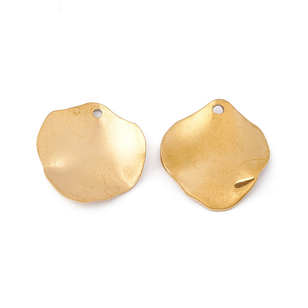 PandaHall 304 Stainless Steel Pendants, Golden, Leaf Pattern, 16x15.5x1~2mm, Hole: 1.2mm 304 Stainless Steel Leaf