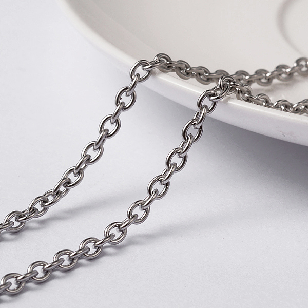 PandaHall 304 Stainless Steel Cable Chains, Unwelded, with Spool, Stainless Steel Color, 4x3x0.8mm, about 32.8 Feet(10m)/roll 304 Stainless...