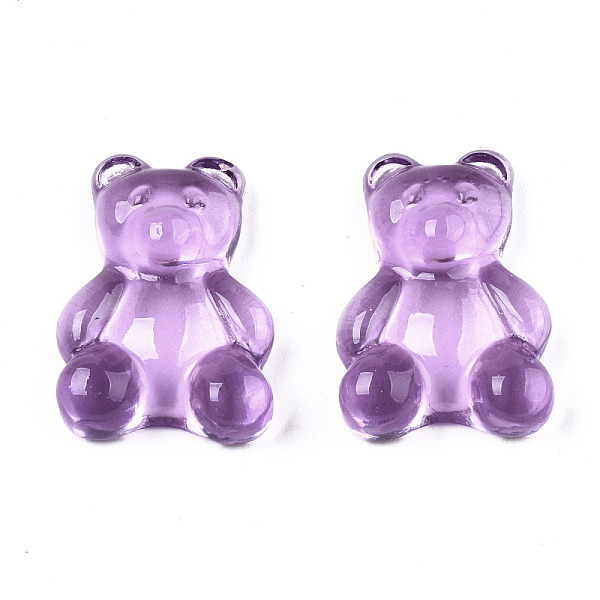 PandaHall Transparent Resin Cabochons, Bear, Plum, 20x15x6~7mm Resin Bear Purple