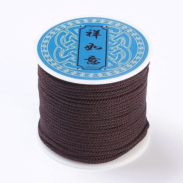 PandaHall Braided Nylon Cords, Coconut Brown, 2x1mm, about 43.74 yards(40m)/roll Nylon Brown