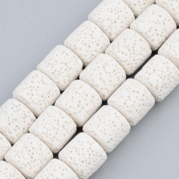 PandaHall Synthetic Lava Rock Beads Strands, Dyed, Column, Creamy White, 10x10mm, Hole: 2mm, about 39pcs/strand, 15.35 inch(39cm) Lava Rock...
