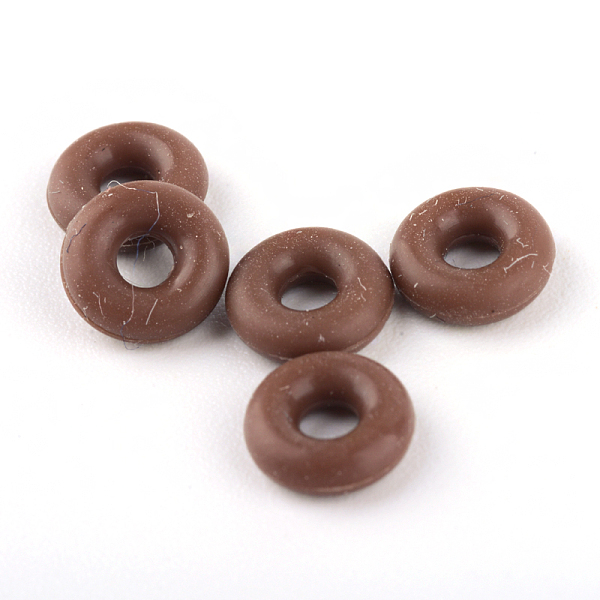 PandaHall Rubber O Rings, Donut Spacer Beads, Fit European Clip Stopper Beads, Sienna, 2mm Synthetic Rubber Donut Brown