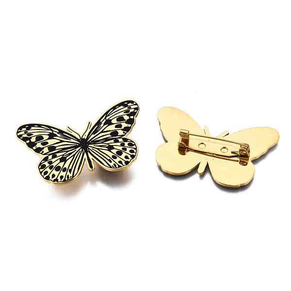 PandaHall 201 Stainless Steel Butterfly Lapel Pin, Insect Badge for Backpack Clothes, Nickel Free & Lead Free, Golden, 27x44.5x7mm, Pin...