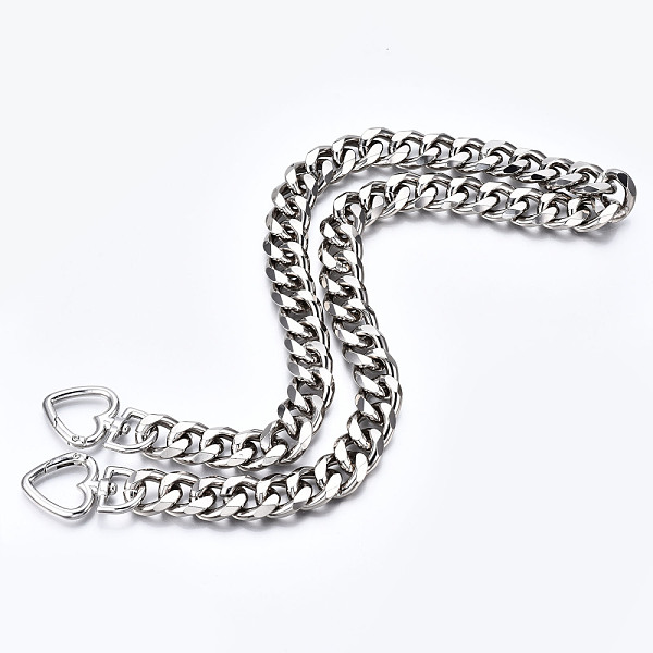 PandaHall Bag Chains Straps, Aluminum Curb Link Chains, with Alloy Love Type Swivel Clasps, for Bag Replacement Accessories, Platinum...