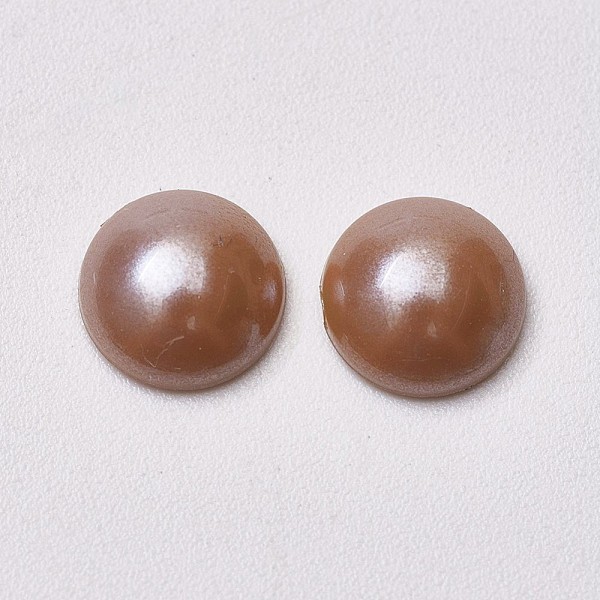 PandaHall Acrylic Cabochons, Imitated Pearl, Flat Round, Brown, 8x3mm Acrylic Flat Round Brown