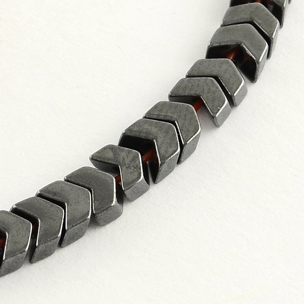 PandaHall Non-magnetic Synthetic Hematite Bead Strands, Matte Style, Arrow, Black, 5x6x2mm, Hole: 0.5mm, about 114pcs/strand, 15.7 inch...