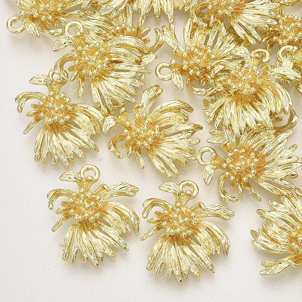PandaHall Alloy Pendants, Flower, Light Gold, 25x24x6mm, Hole: 2.5mm Alloy Flower