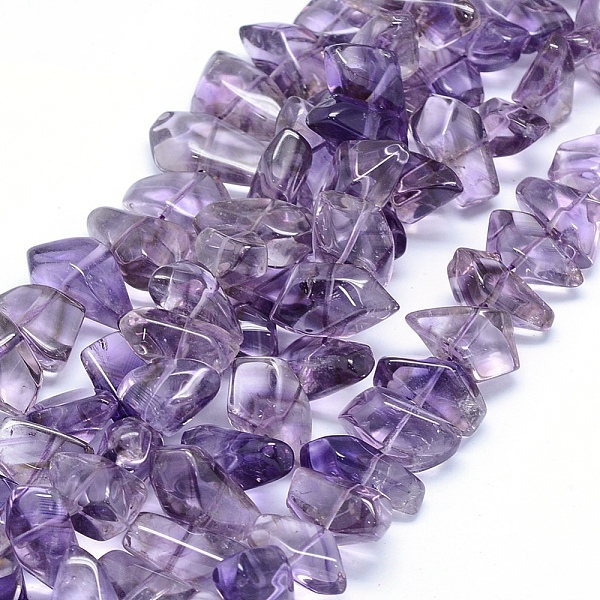 PandaHall Natural Amethyst Beads Strands, Nuggets, 16~26x7~14mm, Hole: 1.2mm, 15.7inch(40cm) Amethyst Nuggets Purple