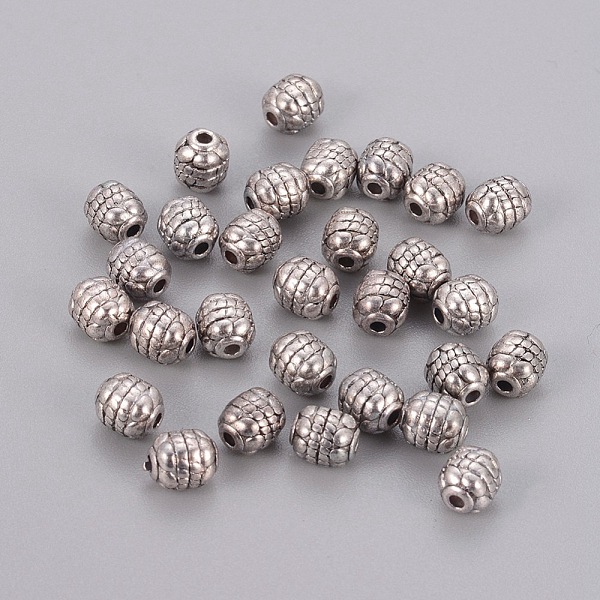 PandaHall Tibetan Style Spacer Beads, Lead Free and Cadmium Free, Antique Silver, 5.5mm, Hole: 1mm Alloy Barrel