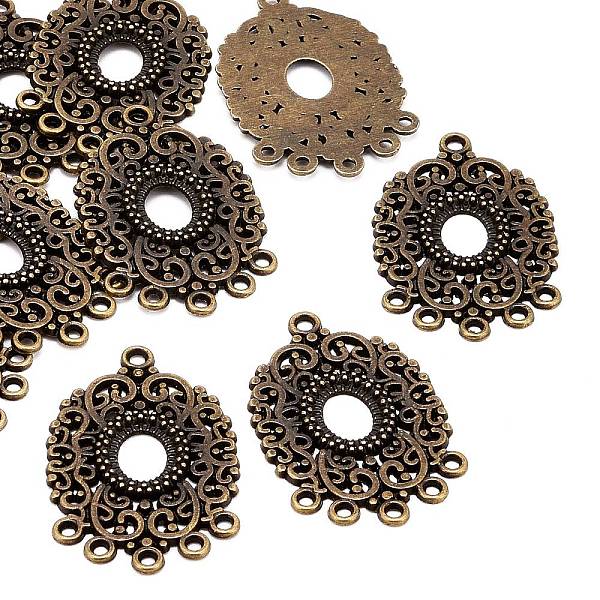 PandaHall Alloy Cabochon Connector Open Back Settings, Lead Free and Cadmium Free, Oval, Antique Bronze, about 33mm long, 22mm wide, 1mm...