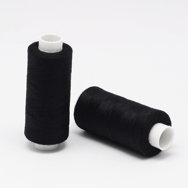PandaHall Polyester Sewing Thread, Black, 0.2mm, about 400yards/roll Polyester Black