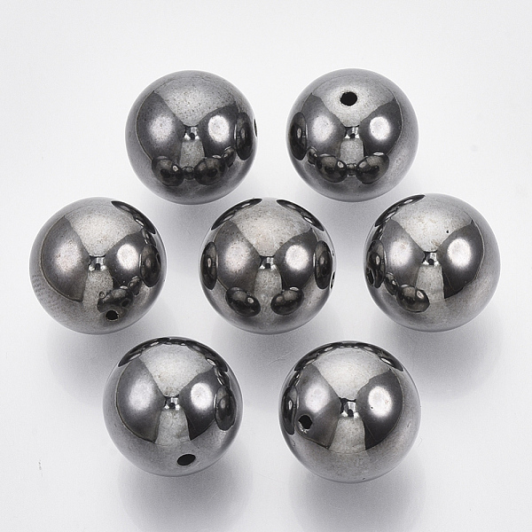 PandaHall CCB Plastic Beads, Round, Gray, 16x15.5mm, Hole: 1.6mm, 230pcs/500g Plastic Round Gray