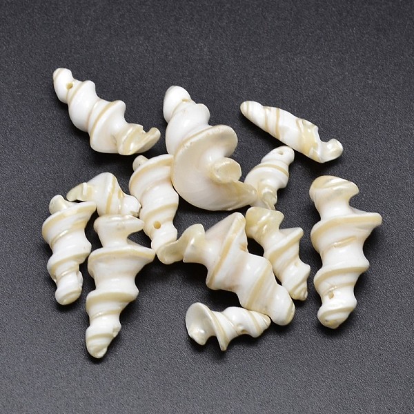 PandaHall Natural Shell Nuggets Beads, Cornsilk, 18~31x8~17mm, Hole: 1mm, about 100pcs/500g Other Sea Shell Nuggets Gold