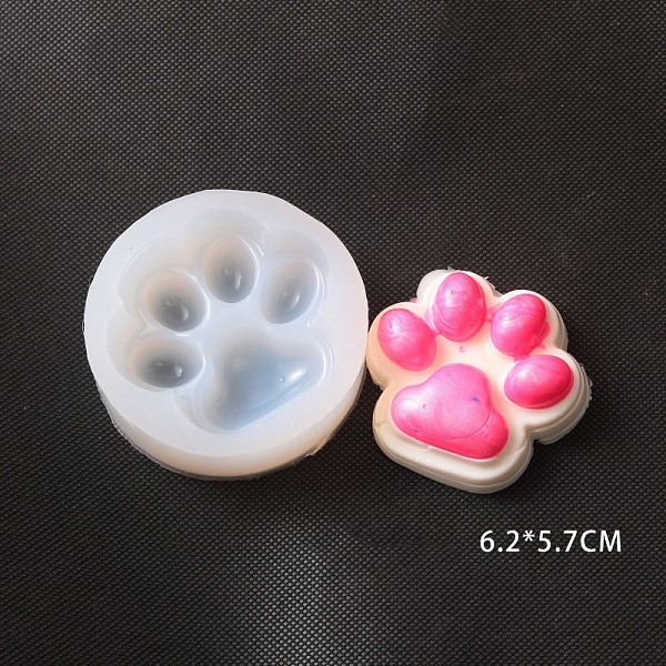 PandaHall Silicone Wax Melt Molds, Also as Resin Casting Molds, Clay Molds, Paw Print, Fnished Product: 62x57mm Silicone