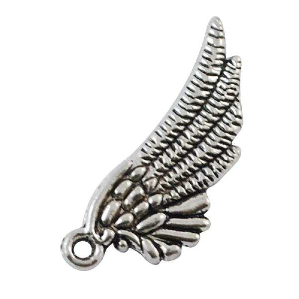 PandaHall Tibetan Style Alloy Pendants, Lead Free & Cadmium Free, Wing, Antique Silver, 29x11x2mm, Hole: 2mm Alloy Wing