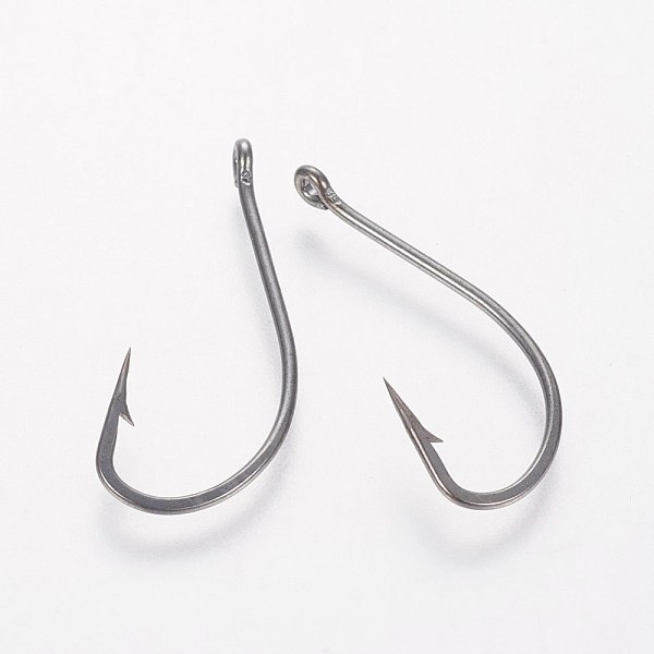 PandaHall Stainless Steel Carp Fishing Jig Hooks, with Hole, Fishing Tackle, Gunmetal, 28x12x1mm, Hole: 0.7mm Stainless Steel