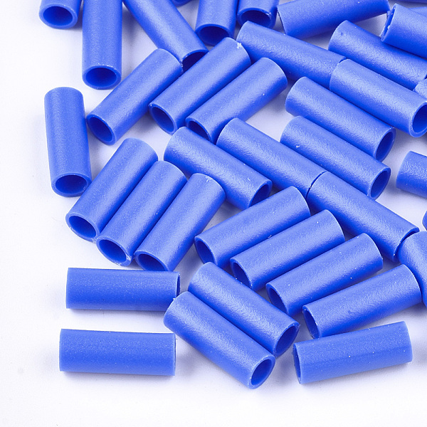 PandaHall Rubber Beads, Tube, Blue, 12~12.5x4~4.5mm, Hole: 3mm, about 4000pcs/500g Synthetic Rubber Tube Blue