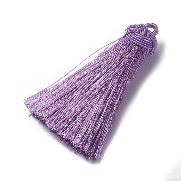 PandaHall Nylon Tassel Pendants, Medium Purple, 70~72x17~18mm, Hole: 3~4mm Nylon Purple