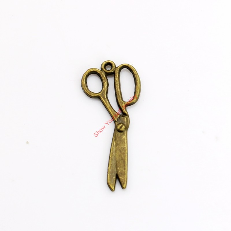 20pcs Antique Bronze Plated Scissors Charms Pendants for Necklace Jewelry Making DIY Handmade Craft 30x13mm