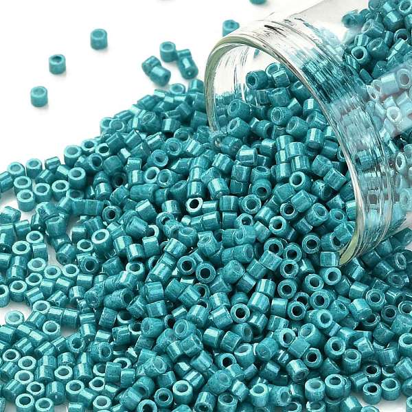 PandaHall Cylinder Seed Beads, Opaque Colours Luster, Uniform Size, Dark Cyan, 2x1.5mm, Hole: 0.8mm, about 40000pcs/bag, about 450g/bag...