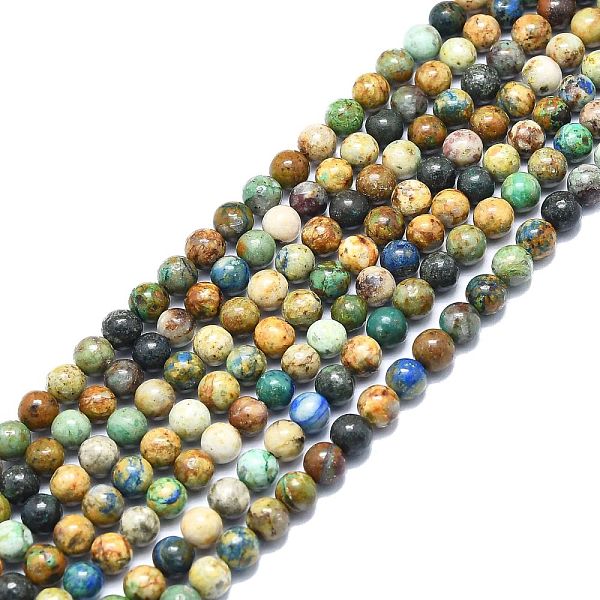 PandaHall Natural Chrysocolla and Lapis Lazuli Beads Strands, Round, 6mm, Hole: 0.8mm, about 63pcs/strand, 15.55 inch(39.5cm) Chrysocolla...